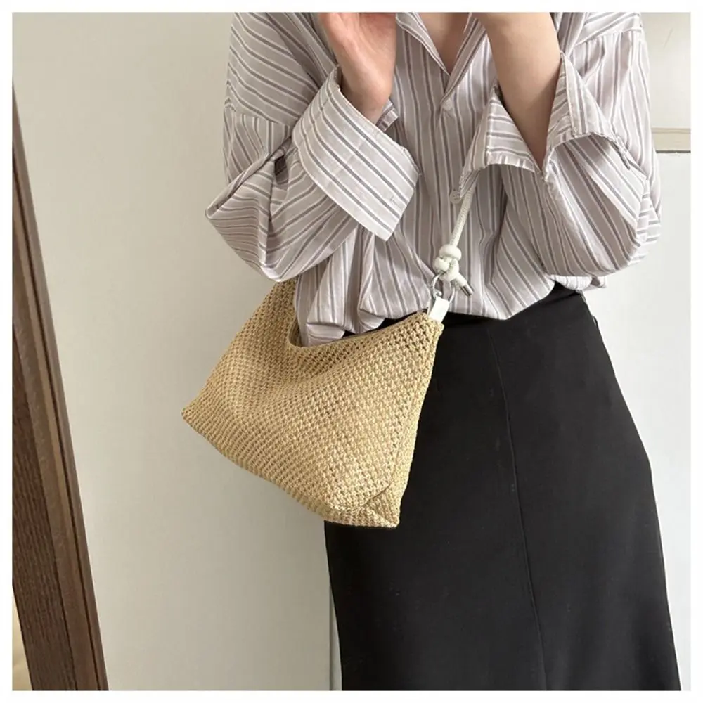 Girls Rattan Handmade Braid Bag Women Summer Straw Bag Shoulder Bag Woven Beach Handbag for Ladies Large Capacity Tote Bag