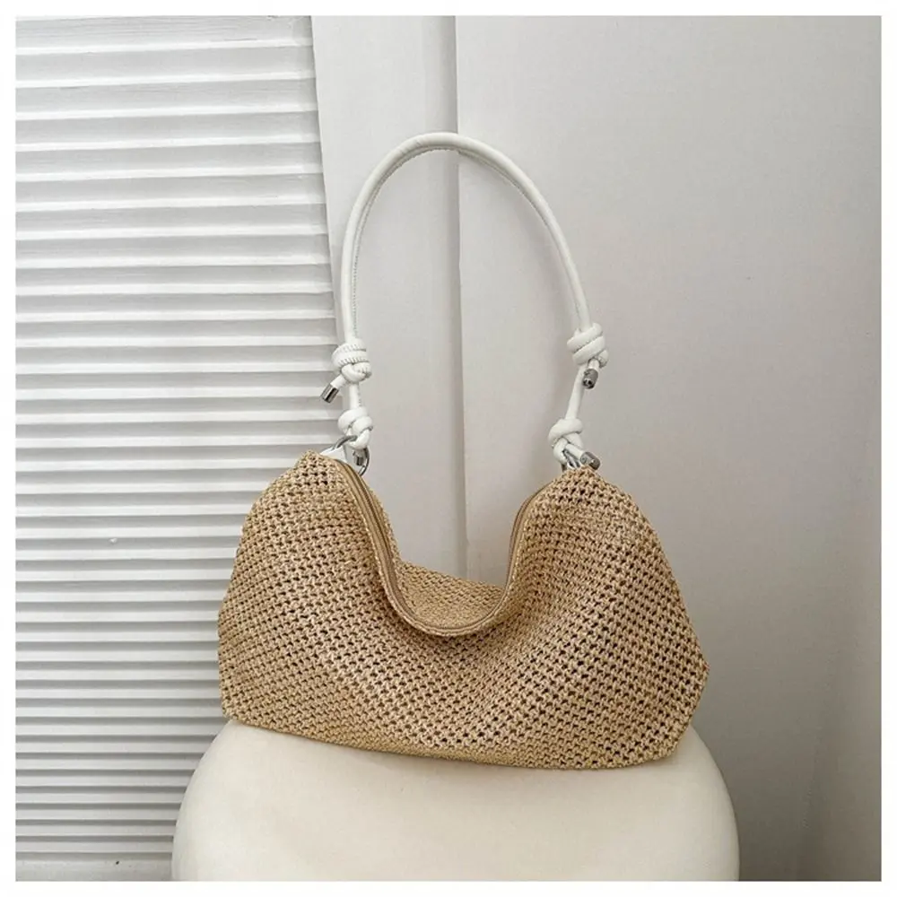 Girls Rattan Handmade Braid Bag Women Summer Straw Bag Shoulder Bag Woven Beach Handbag for Ladies Large Capacity Tote Bag