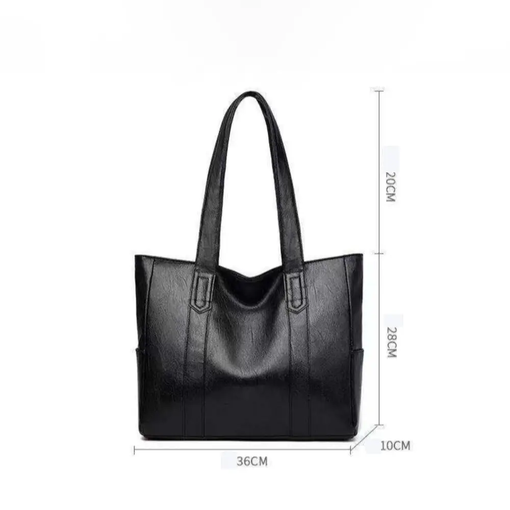 PU Versatile PU Leather Bag Large Capacity Vintage Handbag Square Shape Solid Color Shopping Bag
