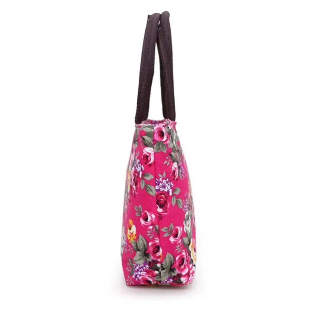 Cute Floral Print Shoulder Bag Shopping Bag Canvas Ladies Handbag Women Bucket Bag