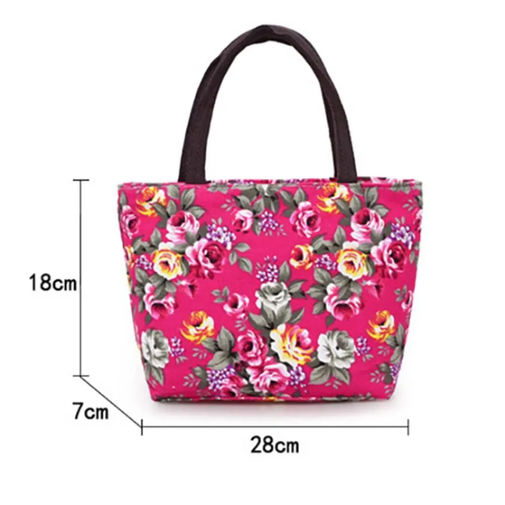 Cute Floral Print Shoulder Bag Shopping Bag Canvas Ladies Handbag Women Bucket Bag