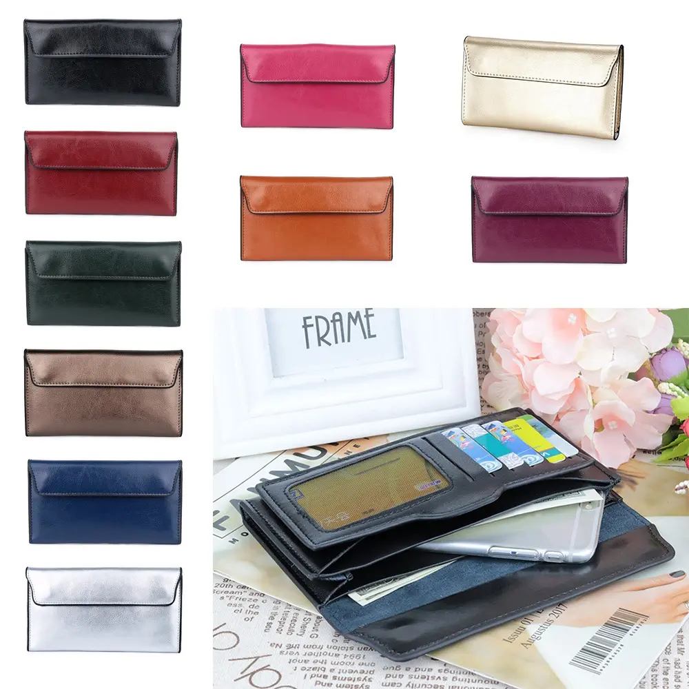 Portable Clutch Bag Cowhide Wallet Slim Genuine Leather Women Long Wallet Large Capacity Female Coin Purse for Women