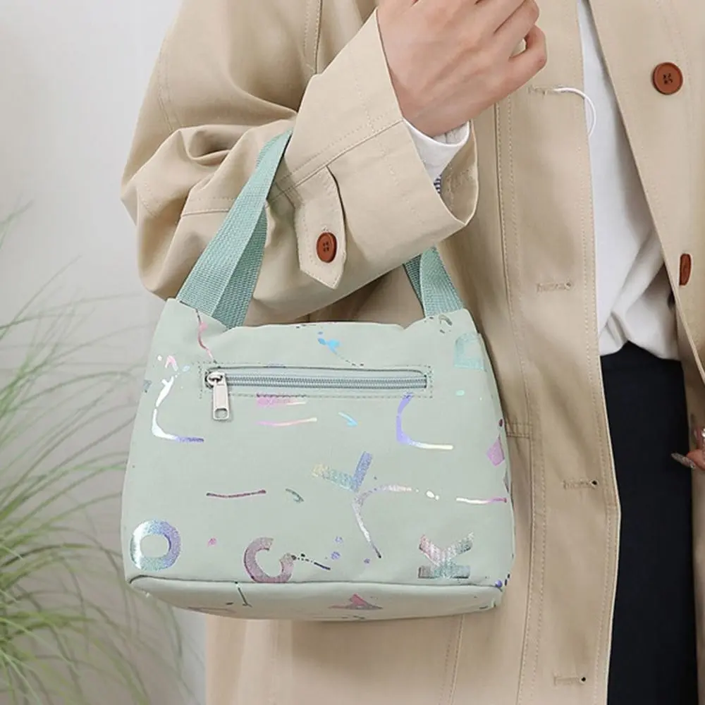 Large Capacity Lunch Bag Simple Versatile Shopping Handbag Bronzing Printing Handbag Oxford Cloth Waterproof Tote Bags