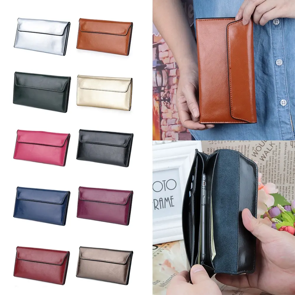 Portable Clutch Bag Cowhide Wallet Slim Genuine Leather Women Long Wallet Large Capacity Female Coin Purse for Women