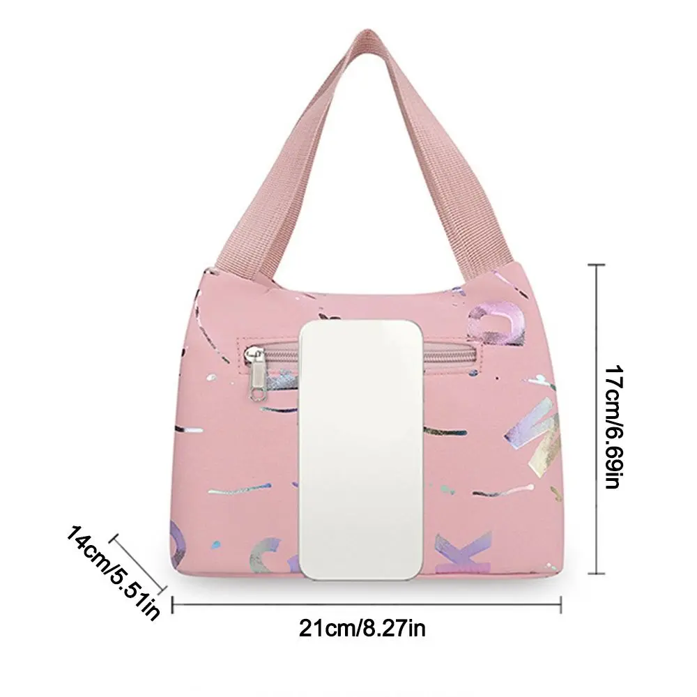 Large Capacity Lunch Bag Simple Versatile Shopping Handbag Bronzing Printing Handbag Oxford Cloth Waterproof Tote Bags