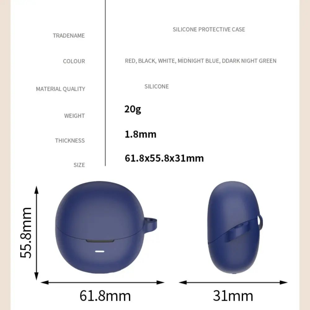 Soft Silicone Case Anti-Scratch Shell Cover Shockproof Protective Protector with Hook for QCY Ailybuds PRO/PRO+(HT10)