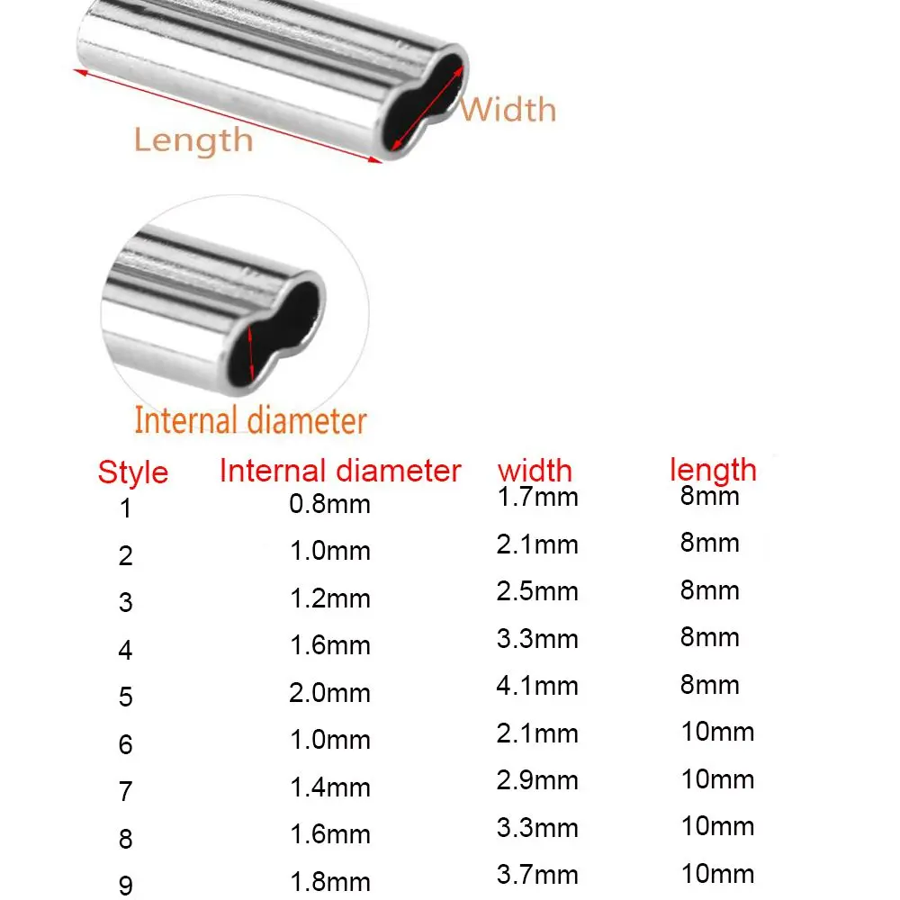 100PCS Single Double Copper Tube Fishing Barrel Crimping Sleeves Tackle Connector Tools