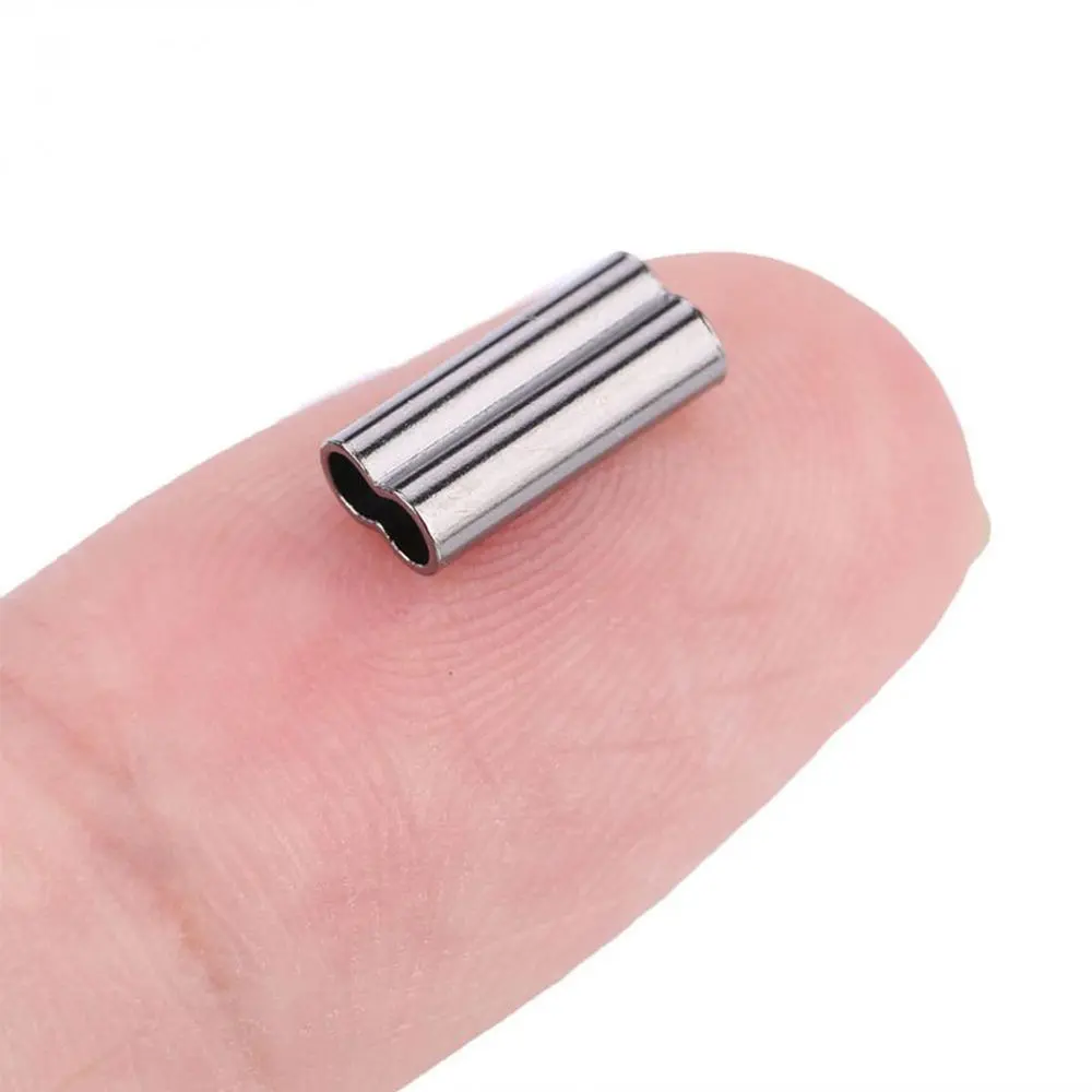 100PCS Single Double Copper Tube Fishing Barrel Crimping Sleeves Tackle Connector Tools