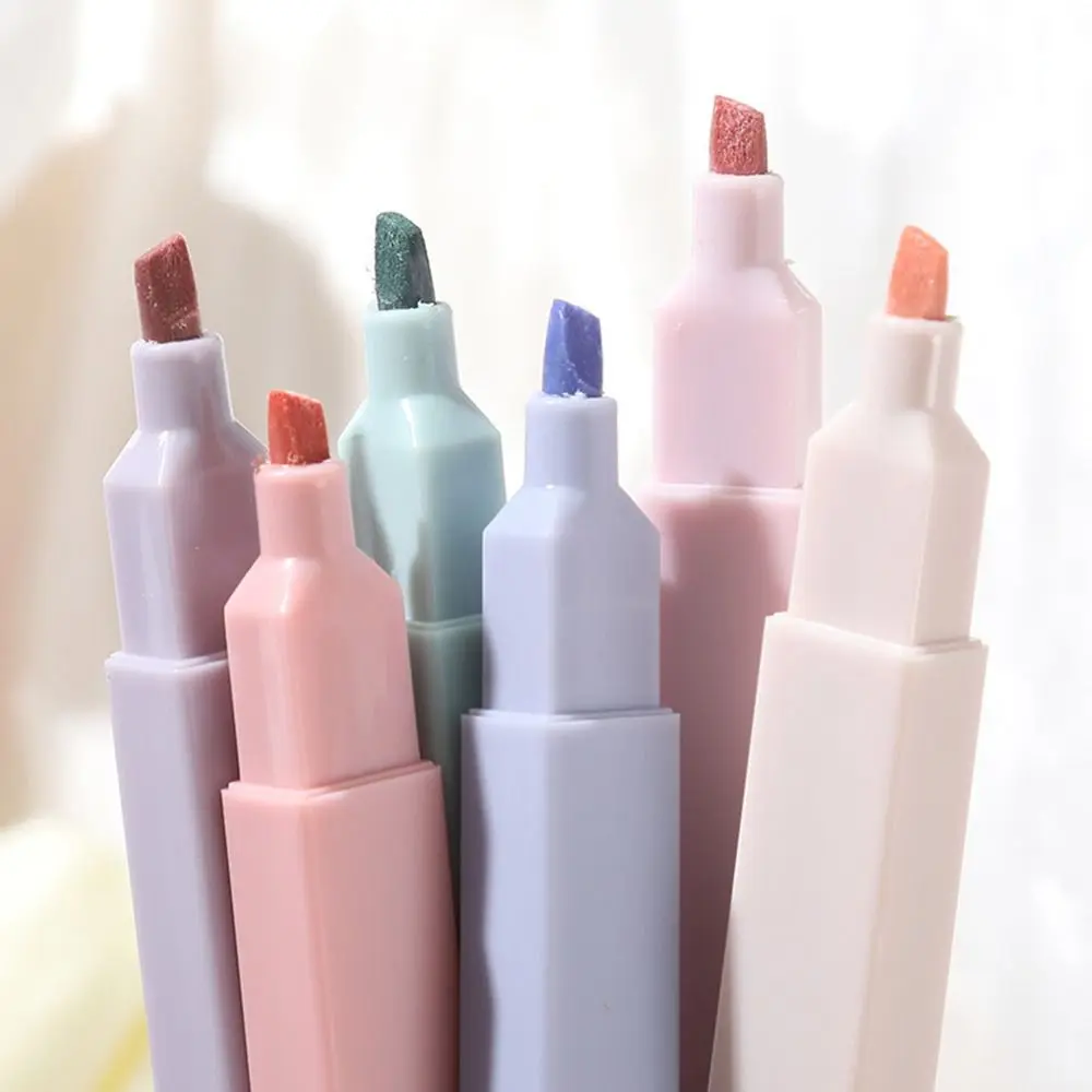 6Pcs Highlighters Marker Pens with Soft Tip Pastel Highlighters Aesthetic Cute Highlighters Pens Mild Colours