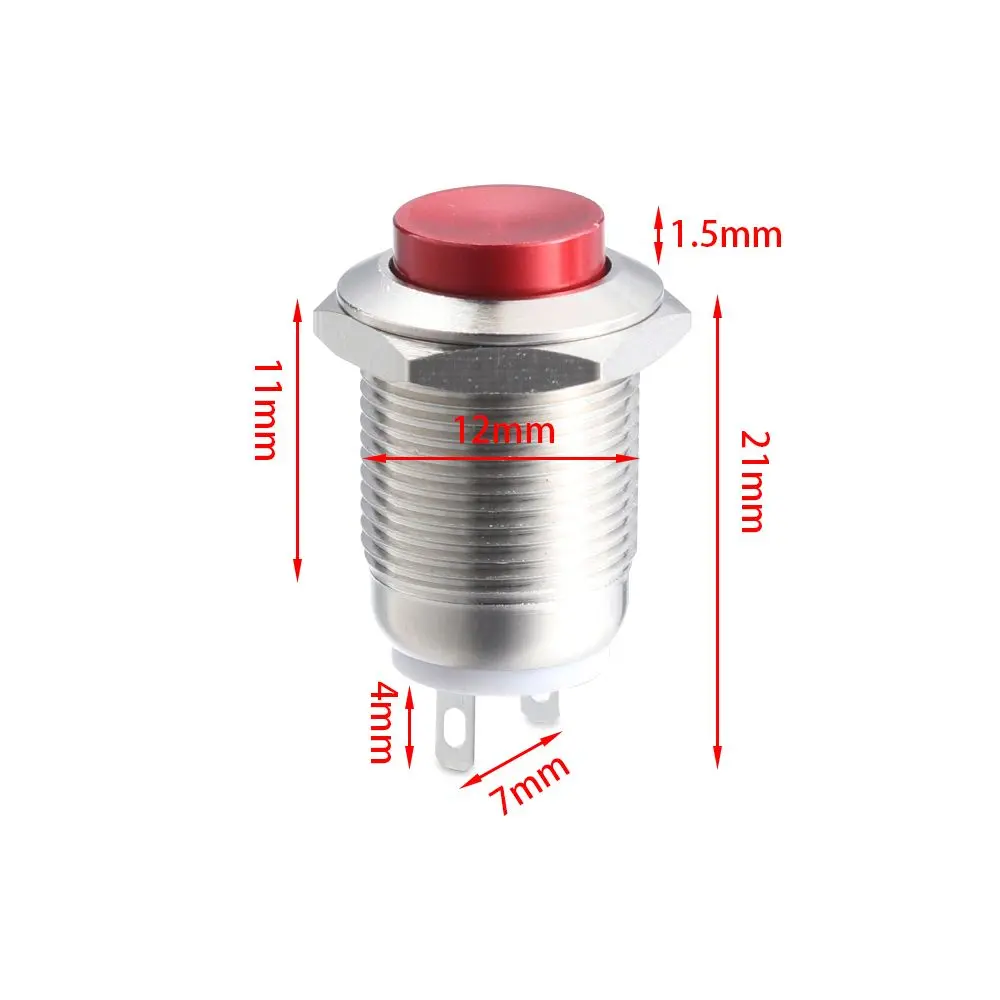 250V 12mm Waterproof Car Engine PC Power Switch Momentary Button Multicolor High Round Red Blue start Metal Push Button