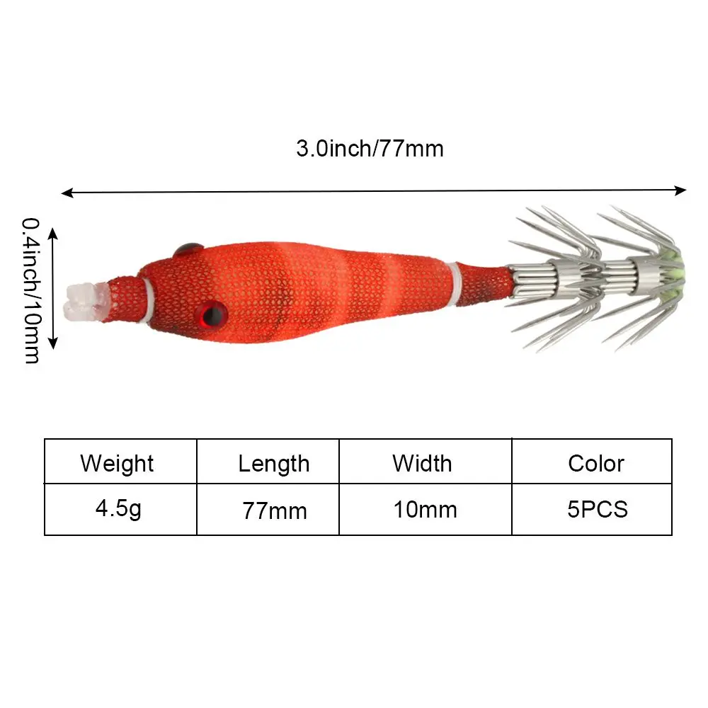 5Pcs/Pack 3.3g 60mm Soft Squid Hooks Lure Jig Micro Floating Fishhooks Artificial Squid Baits Fishing Accessories