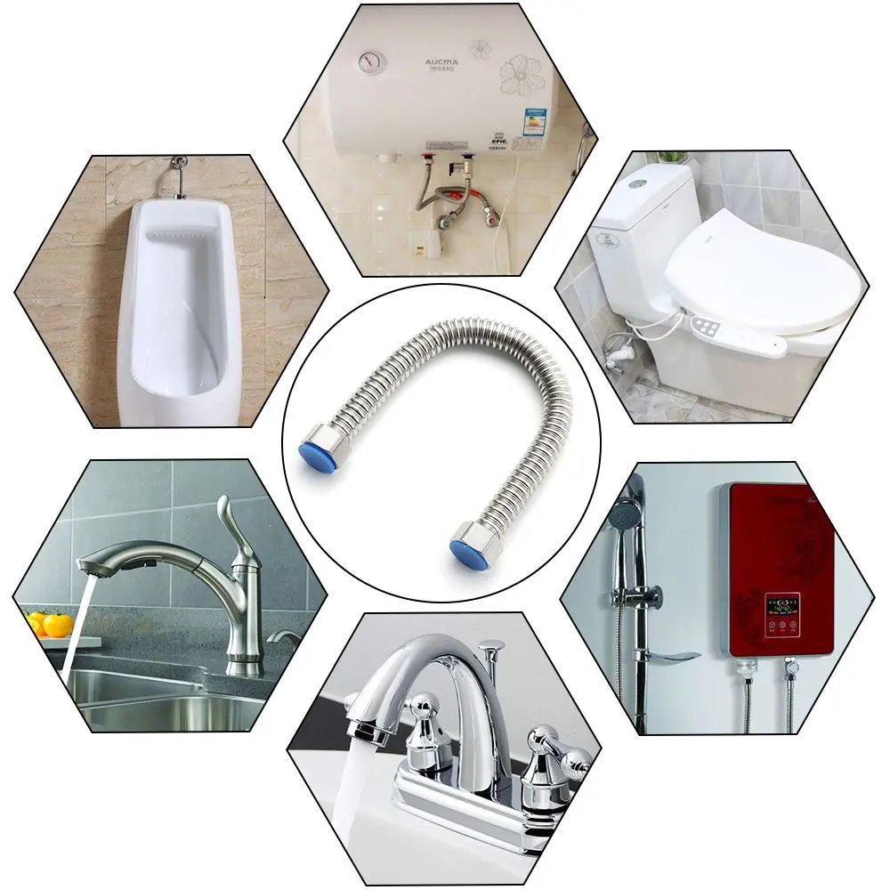 G1/2" Stainless Steel Plumbing Pipe Hose Tube Corrugated Supply Hose Water Heater Connector