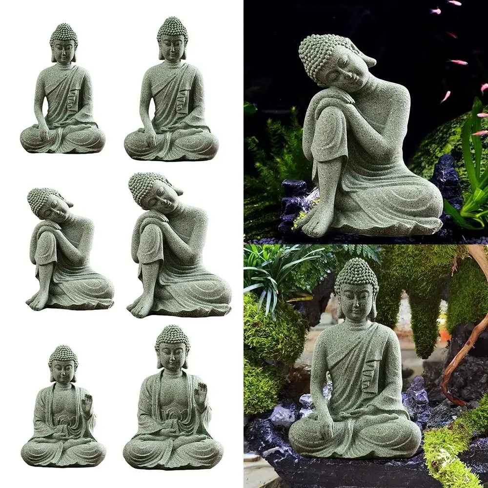 Mini Stone Buddha Zen Garden Sculptures Buddha Fish Tank Stone Buddha Figurines for Aquarium Zen Fish Tank Statue Decorations