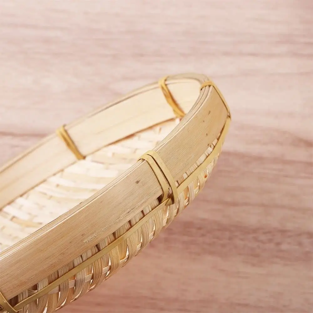 Handmade Bamboo Woven Basket Tray Woven Bamboo Tray Basket Wicker Bread Basket