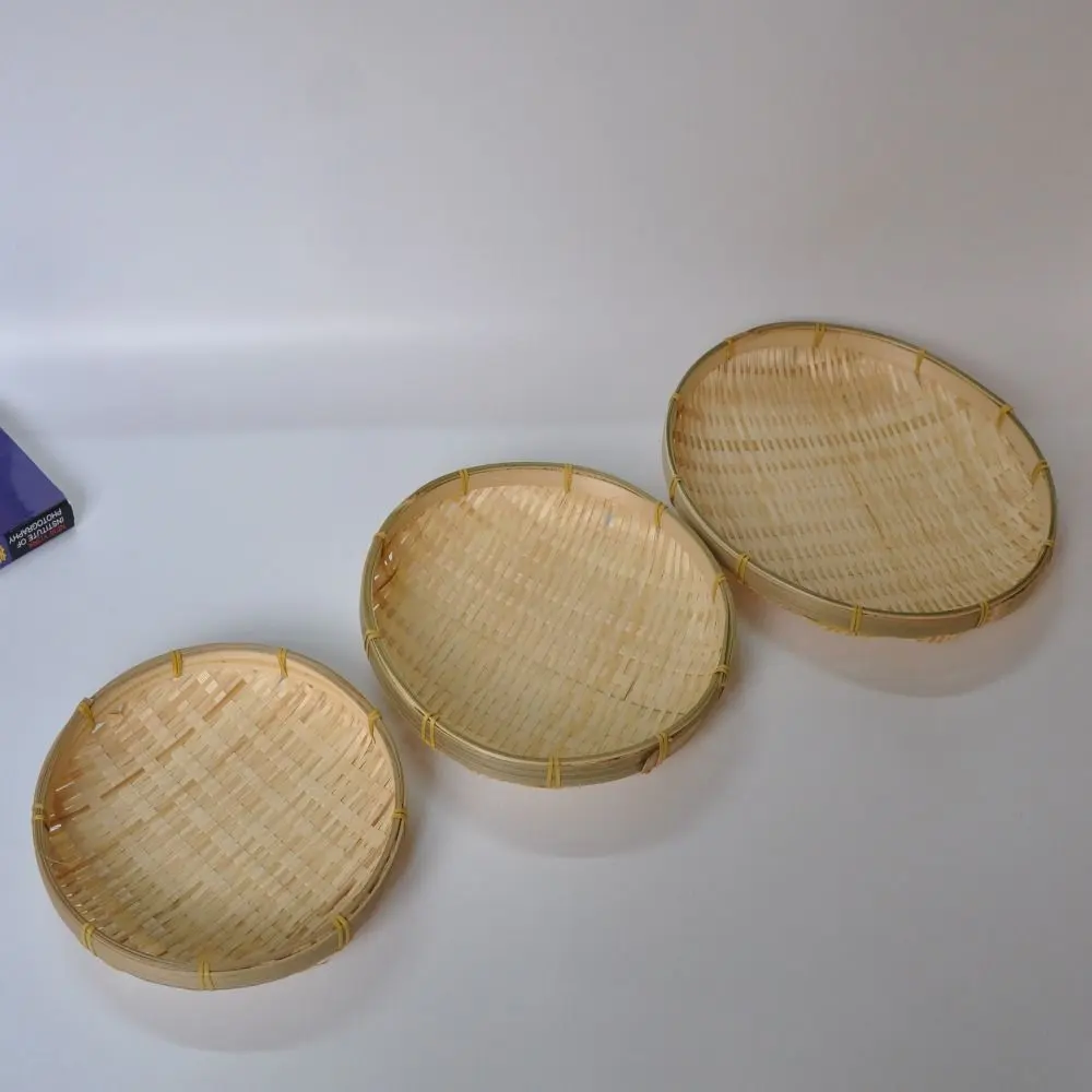 Handmade Bamboo Woven Basket Tray Woven Bamboo Tray Basket Wicker Bread Basket