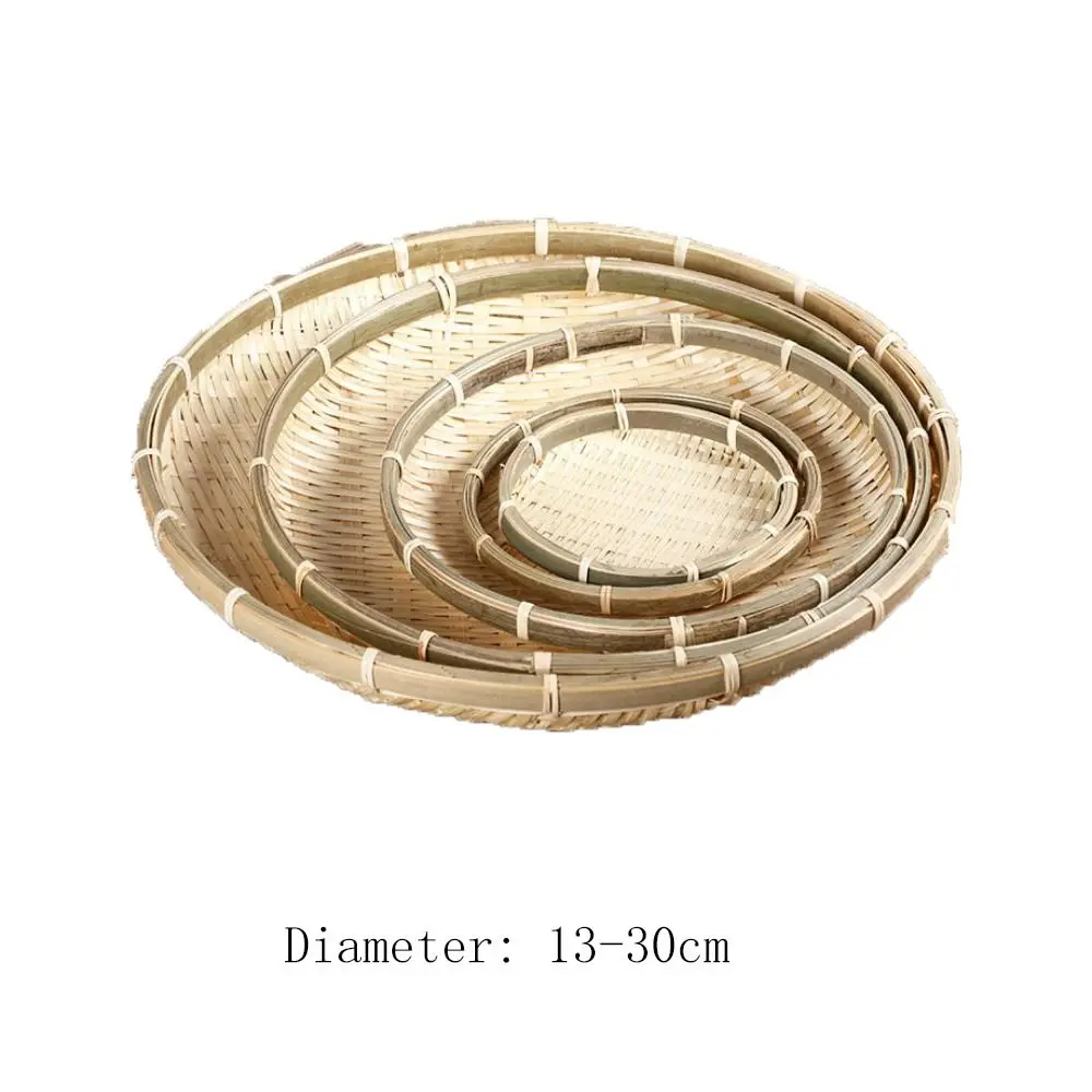 Handmade Bamboo Woven Basket Tray Woven Bamboo Tray Basket Wicker Bread Basket