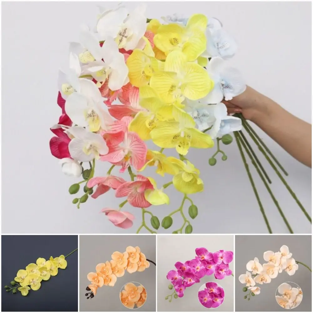 9-Heads Fake 3D Phalaenopsis Simulation Flower Real Touch Plants 69cm Artificial  Orchid Wedding Home Decoration