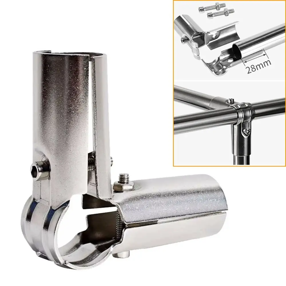 25mm Stainless Steel Tube Connector Clothes Display Rack Rod Support Holder Pipe Joint Fixed Clamp