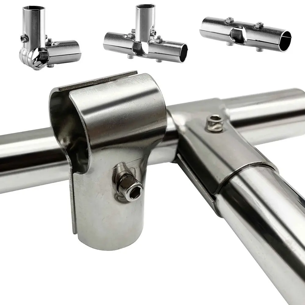 25mm Stainless Steel Tube Connector Clothes Display Rack Rod Support Holder Pipe Joint Fixed Clamp