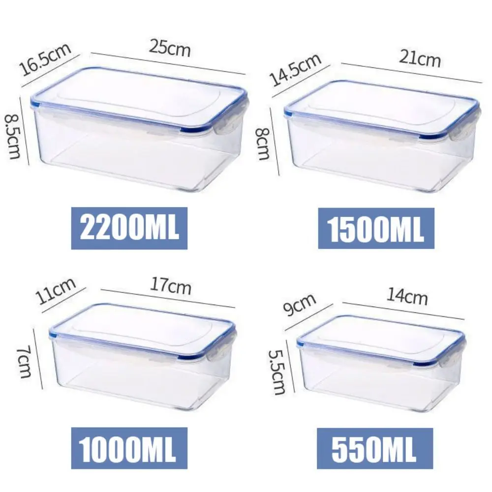 Food Containers Stackable Microwave-heated Lunch Box Sealed Rectangular Refrigerator Storage Box with Lid Trasparent Crisper