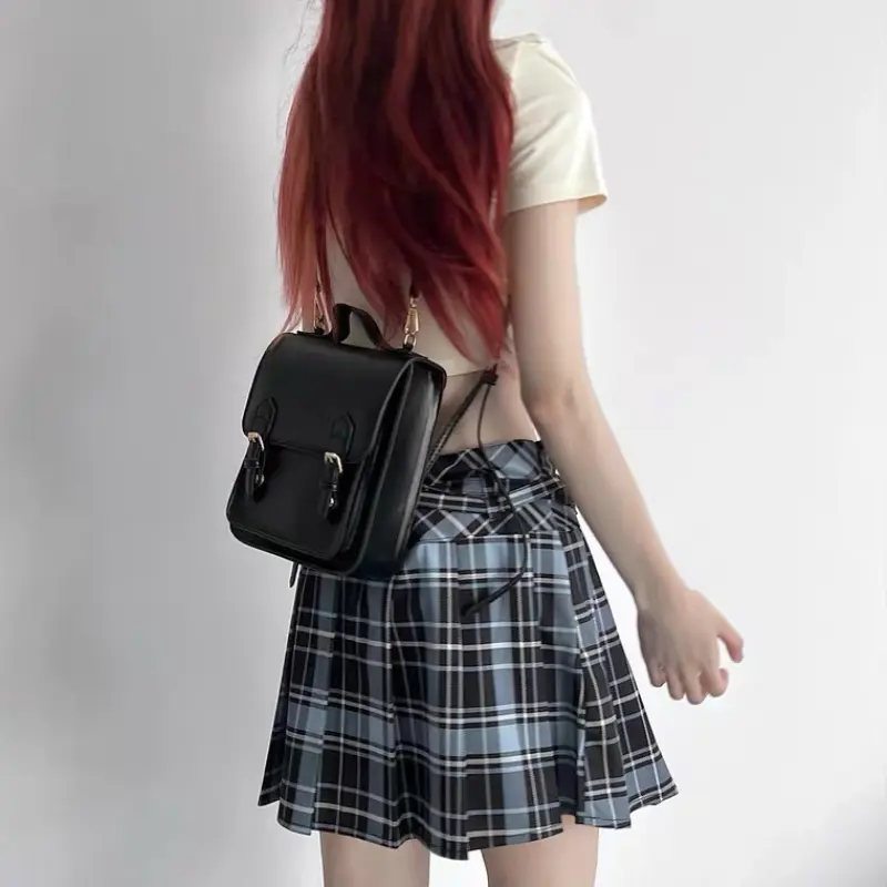 Vintage Pu Leather Ladies Small Backpacks Fashion Solid Color Mini Women's Crossbody Bag Square Handbags Female Shoulder Bags
