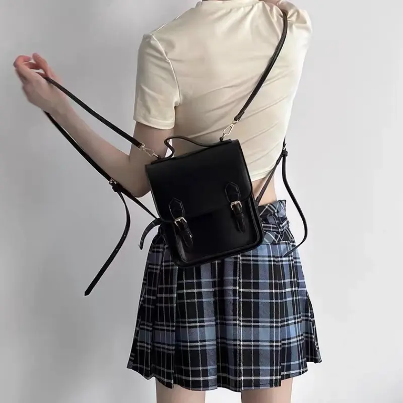 Vintage Pu Leather Ladies Small Backpacks Fashion Solid Color Mini Women's Crossbody Bag Square Handbags Female Shoulder Bags