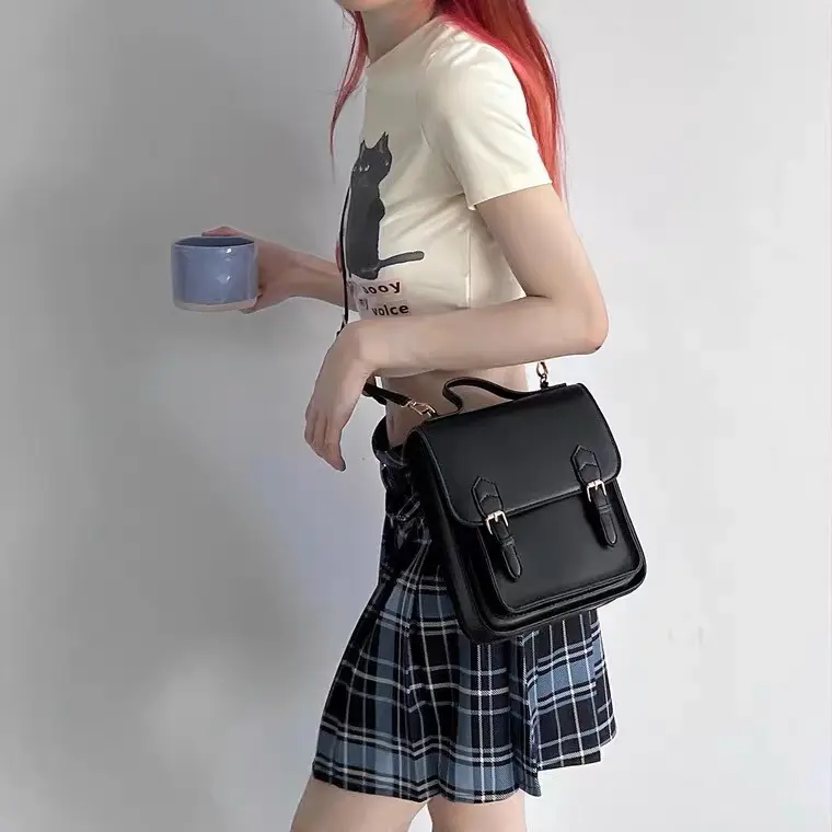 Vintage Pu Leather Ladies Small Backpacks Fashion Solid Color Mini Women's Crossbody Bag Square Handbags Female Shoulder Bags