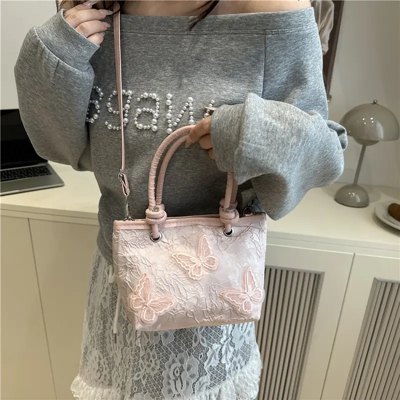 Fashion Butterfly Shoulder Bucket Bags for Women Elegant Ladies Handbags Small Tote Causal Versatile Female Phone Messenger Bag