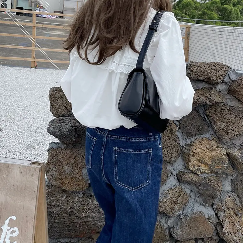 Simple Solid Color Square Women's Shoulder Bag Sweet Retro Fashion Ladies Underarm Bags Casual Pu Leather Female Change Purse
