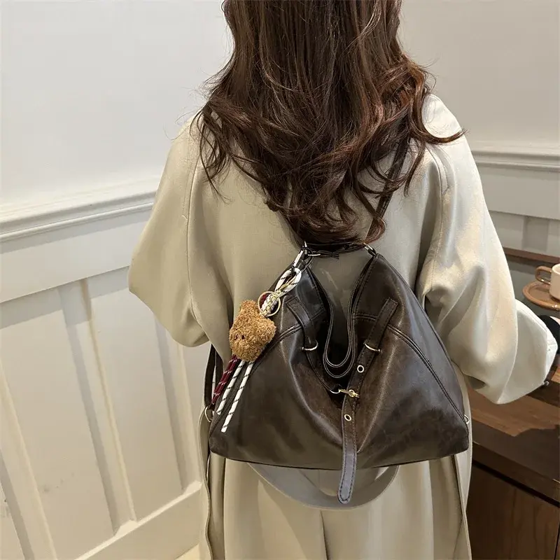 Vintage Large Capacity Women's Shoulder Bag Fashion Backpacks Pu Leather Ladies Crossbody Bag Female Commuter Tote Handbags