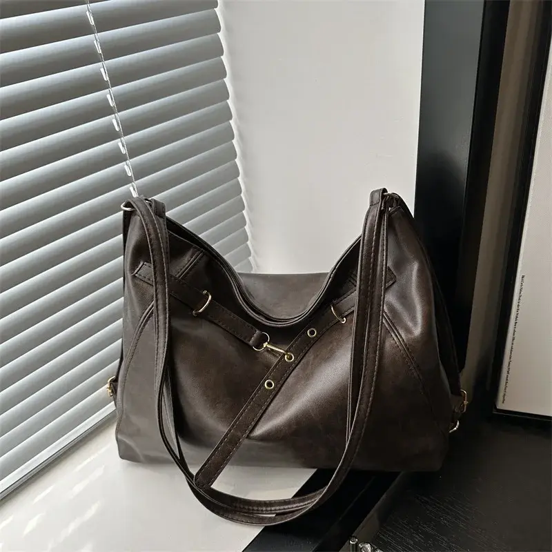 Vintage Large Capacity Women's Shoulder Bag Fashion Backpacks Pu Leather Ladies Crossbody Bag Female Commuter Tote Handbags