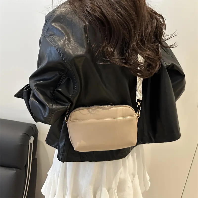 Casual Solid Color Women Square Shoulder Bags Simple Commuter Ladies Soft Pu Messenger Bag Double-layer Female Handbags Purse