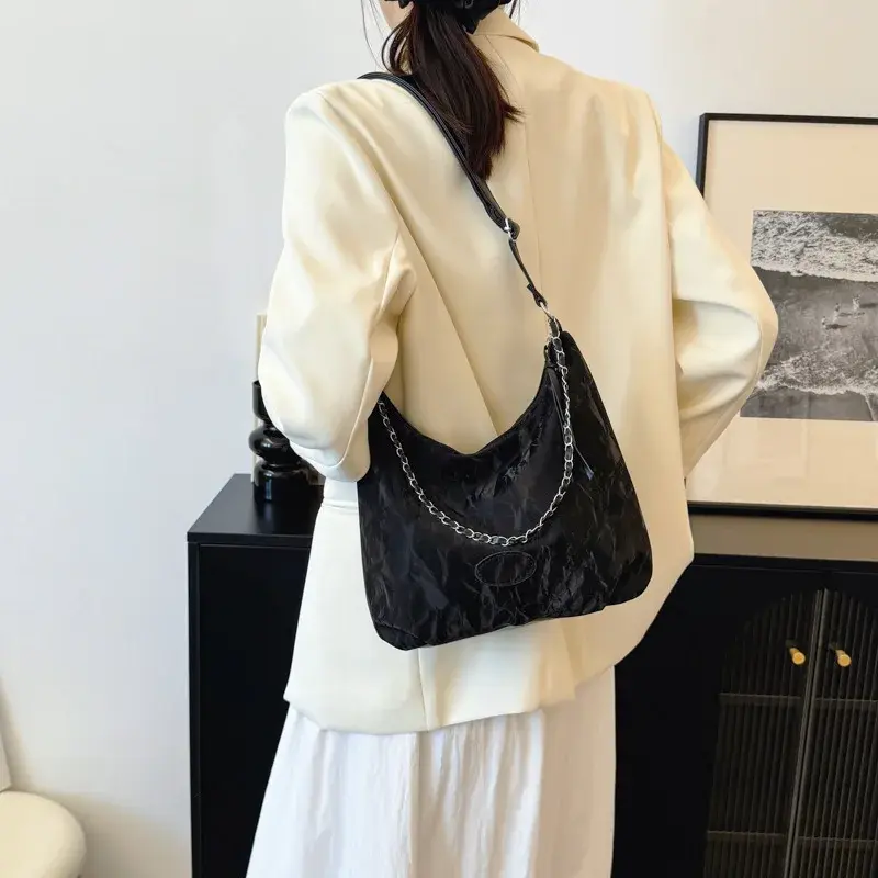 Fashion Chain Women's Shoulder Bag Solid Color Pu Leather Ladies Crossbody Bags Large Capacity Female Tote Purse Handbags