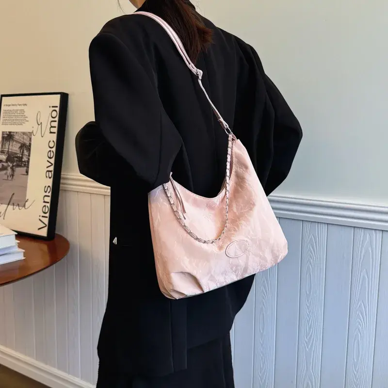 Fashion Chain Women's Shoulder Bag Solid Color Pu Leather Ladies Crossbody Bags Large Capacity Female Tote Purse Handbags