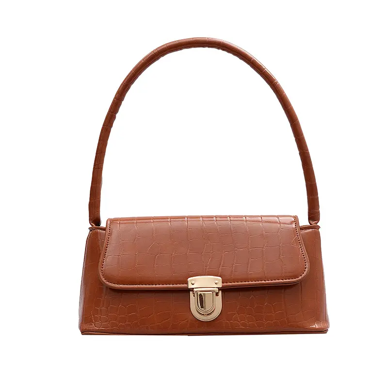 Crocodile Pattern Fashion Women Shoulder Bag Simple Solid Color Underarm Bag Casual Pu Leather Female Small Square Handbags