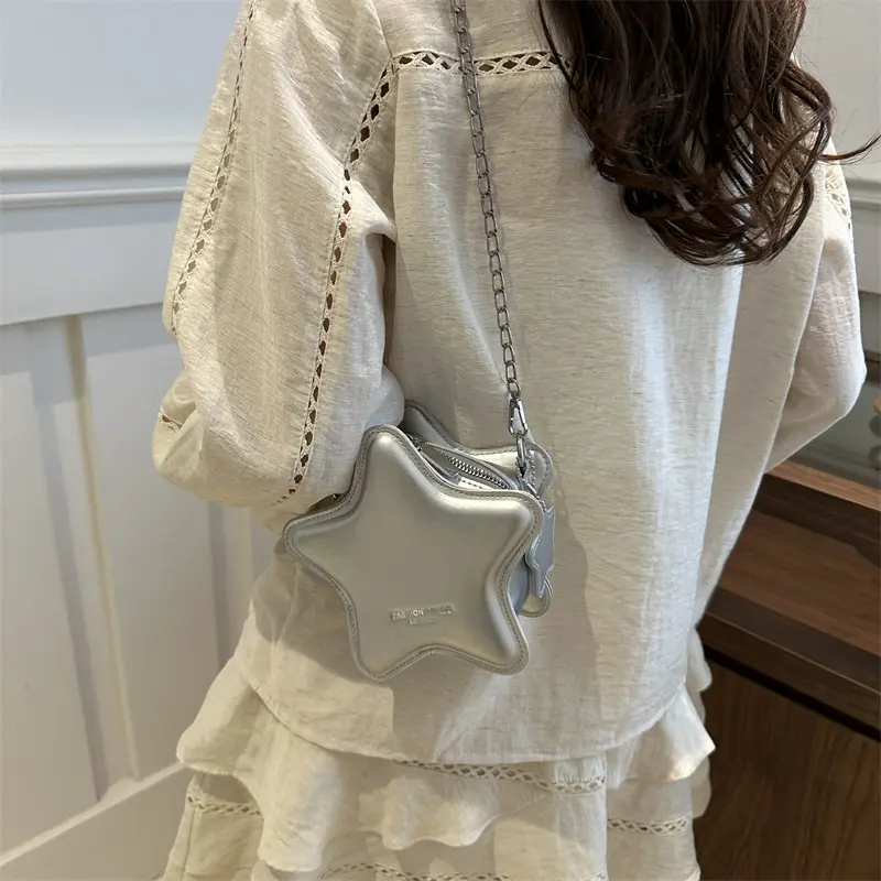 Fashion Star Shoulder Bags for Women Pu Leather Female Chain Crossbody Bag Lovely Mini Ladies Handbags Simple Letter Purse