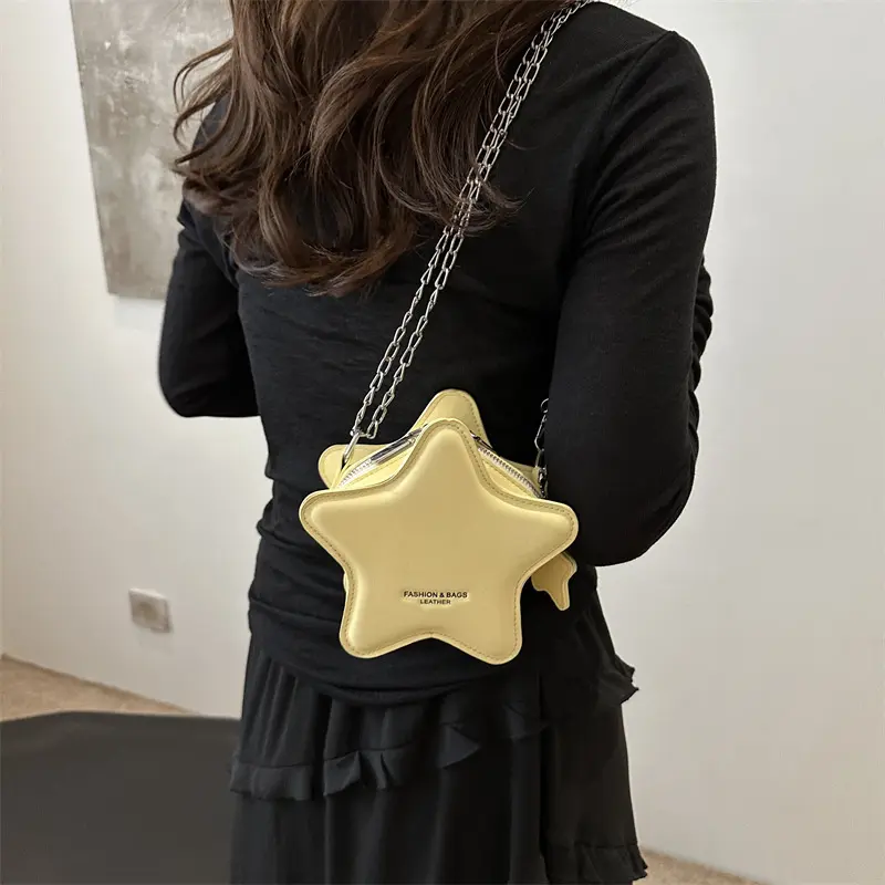 Fashion Star Shoulder Bags for Women Pu Leather Female Chain Crossbody Bag Lovely Mini Ladies Handbags Simple Letter Purse