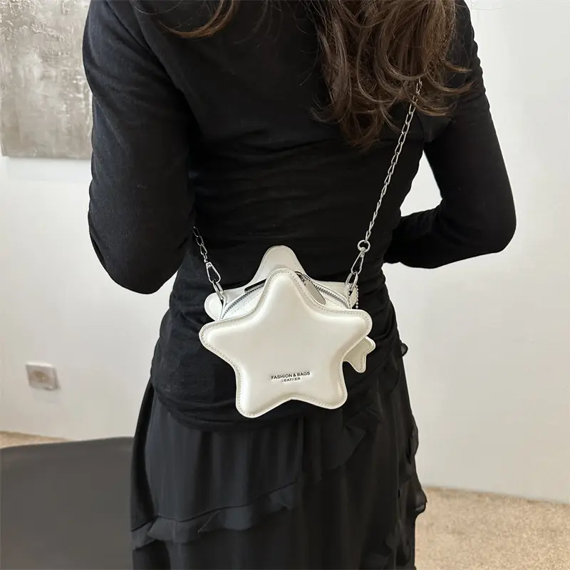 Fashion Star Shoulder Bags for Women Pu Leather Female Chain Crossbody Bag Lovely Mini Ladies Handbags Simple Letter Purse