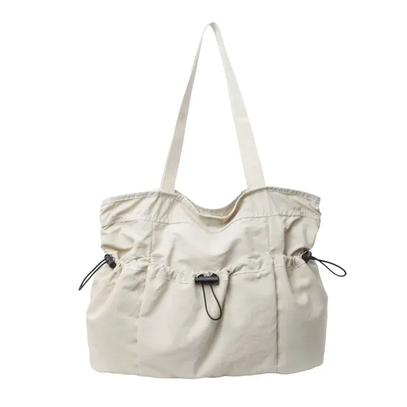 Solid Color Large Capacity Ladies Travel Handbags Casual Female Portable Tote Bag Simple Soft Nylon Cloth Women's Shoulder Bags