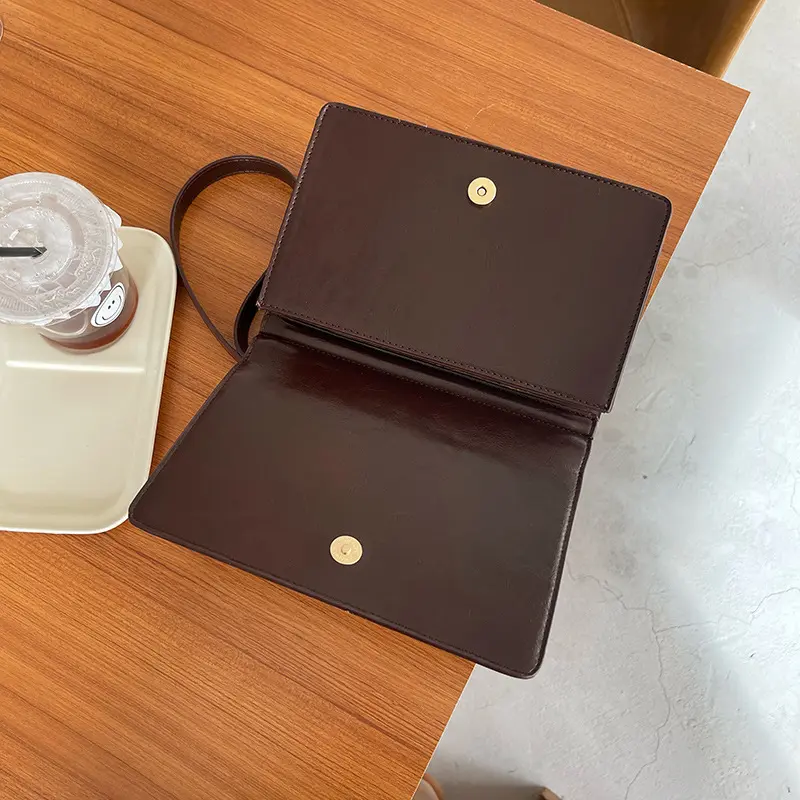 Vintage Pu Leather Women Shoulder Bag Small Handbags Solid Color Square Ladies Armpit Bag Fashion Simple Female Clutch Purses