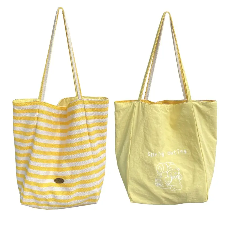 Casual Large Capacity Women's Canvas Shoulder Bags Striped Design Female Shopping Bag Summer Seaside Girls Handbags Beach Tote