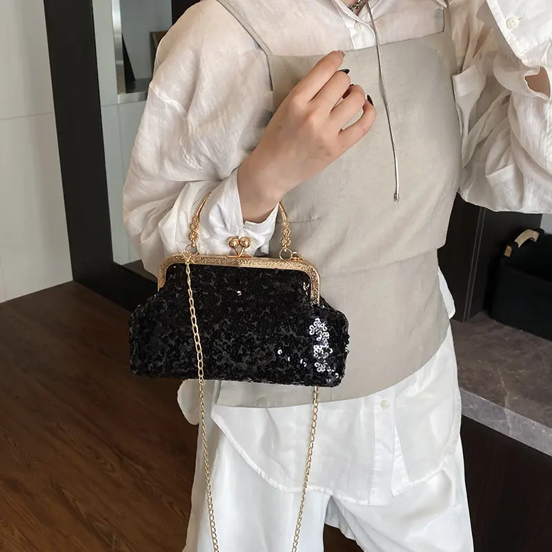 Fashion Sequined Women's Shoulder Evening Bags Casual Ladies Party Chain Crossbody Bag Vintage Female Handbags Clutch Purse