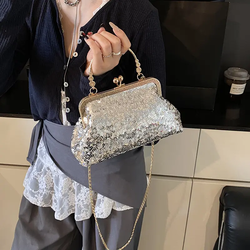 Fashion Sequined Women's Shoulder Evening Bags Casual Ladies Party Chain Crossbody Bag Vintage Female Handbags Clutch Purse