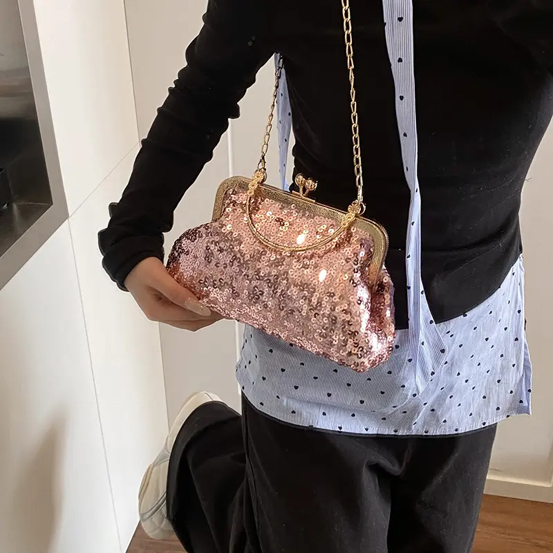 Fashion Sequined Women's Shoulder Evening Bags Casual Ladies Party Chain Crossbody Bag Vintage Female Handbags Clutch Purse