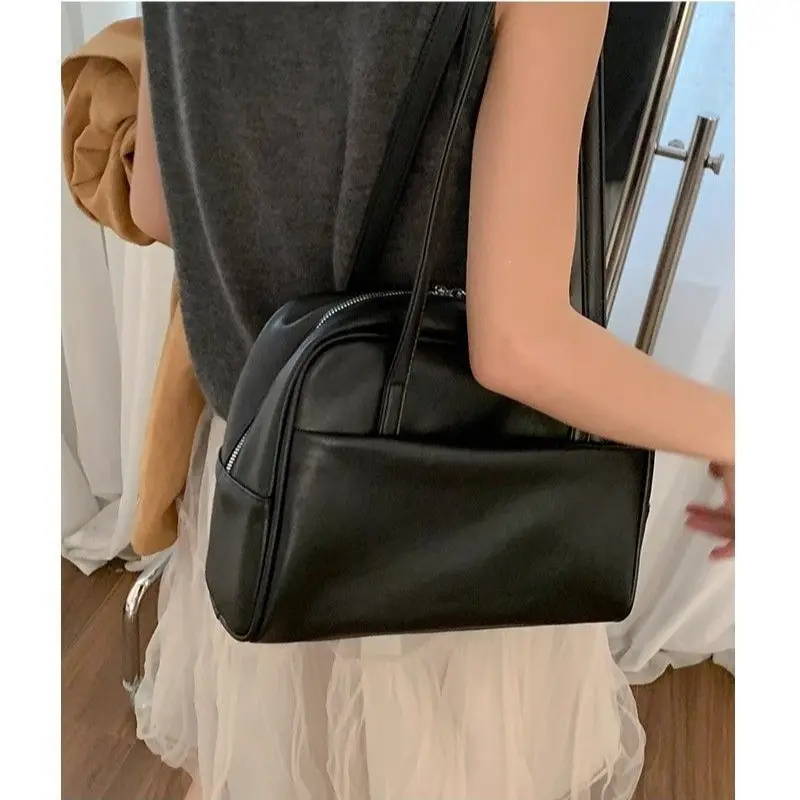 Large Capacity Women's Commuter Shoulder Bag Vintage Tote Pu Leather Ladies Underarm Bags Business Female Boston Handbags Purses