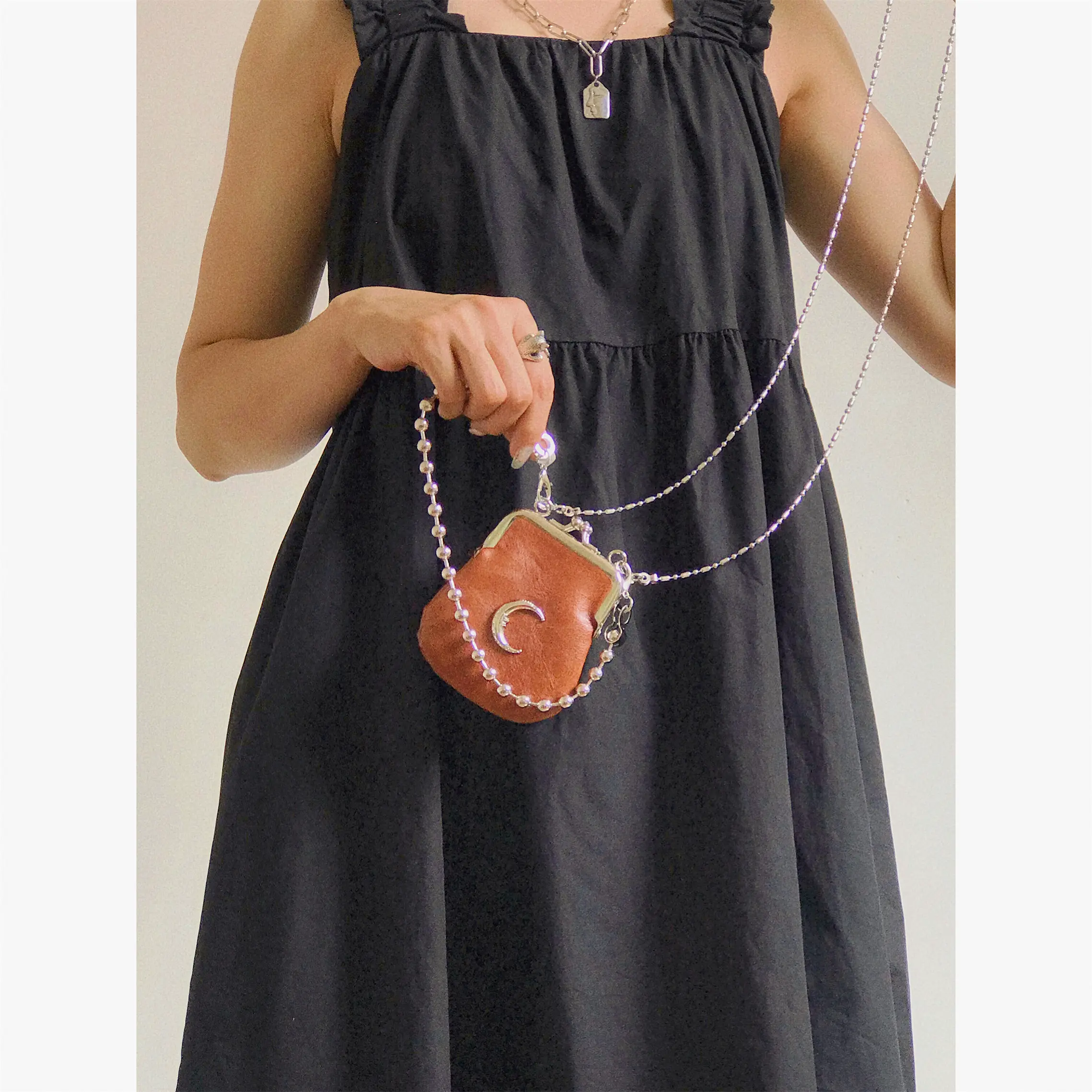 Crescent Design Women's Mini Shoulder Bag Fashion Ladies Chain Crossbody Bags Three In One Female Purse Handbags Clutch Wallet
