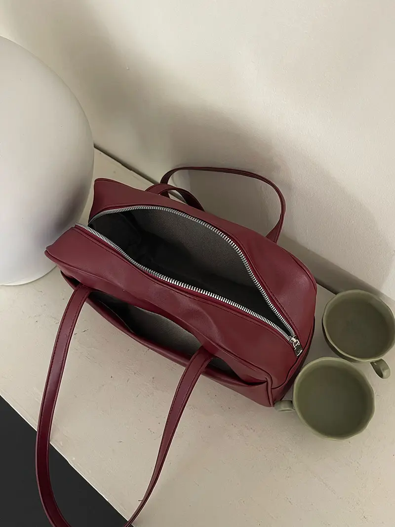 Large Capacity Women's Commuter Shoulder Bag Vintage Tote Pu Leather Ladies Underarm Bags Business Female Boston Handbags Purses