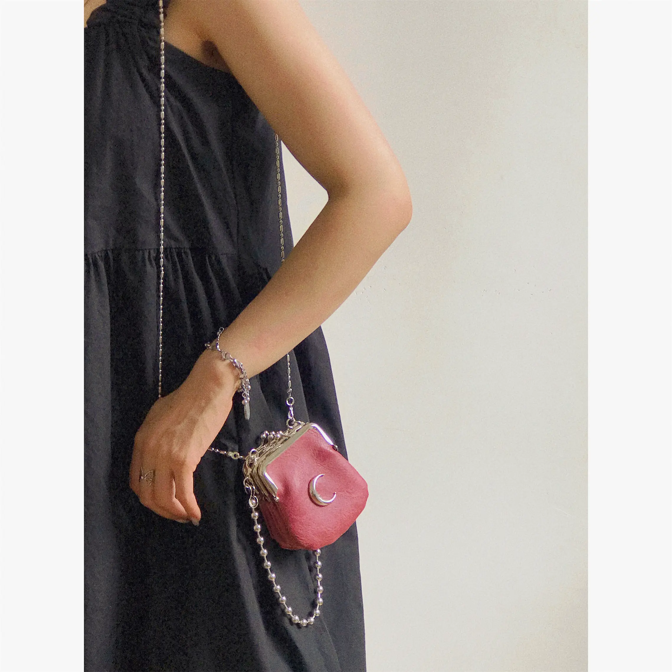 Crescent Design Women's Mini Shoulder Bag Fashion Ladies Chain Crossbody Bags Three In One Female Purse Handbags Clutch Wallet