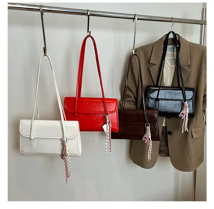 Fashion PU Leather Women's Shoulder Bags Commuter Ladies Underarm Bag Large Capacity Portable Female Tote Handbags with Pendant