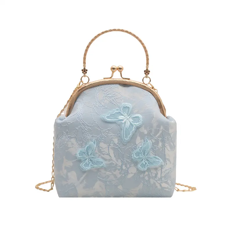 Chinese Style Butterfly Embroidery Women's Shoulder Bags Dinner Party Ladies Chain Crossbody Bag Elegant Simple Female Handbags